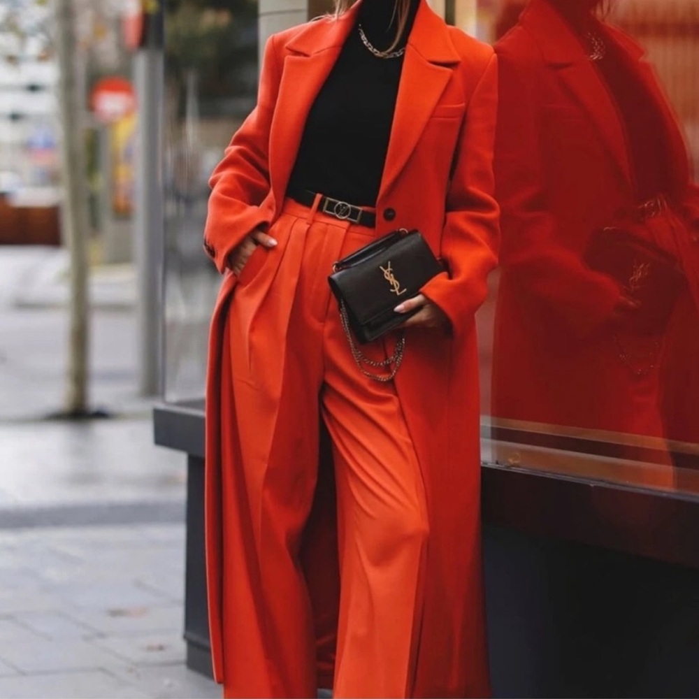 Zara Women's Orange Menswear Jacket Coat Small NWT